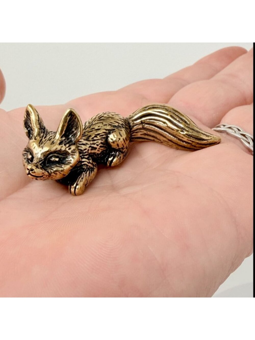 Brass Sleeping Fox Figurine Miniature Wisdom Totem Altar Decor Spirit Animal
